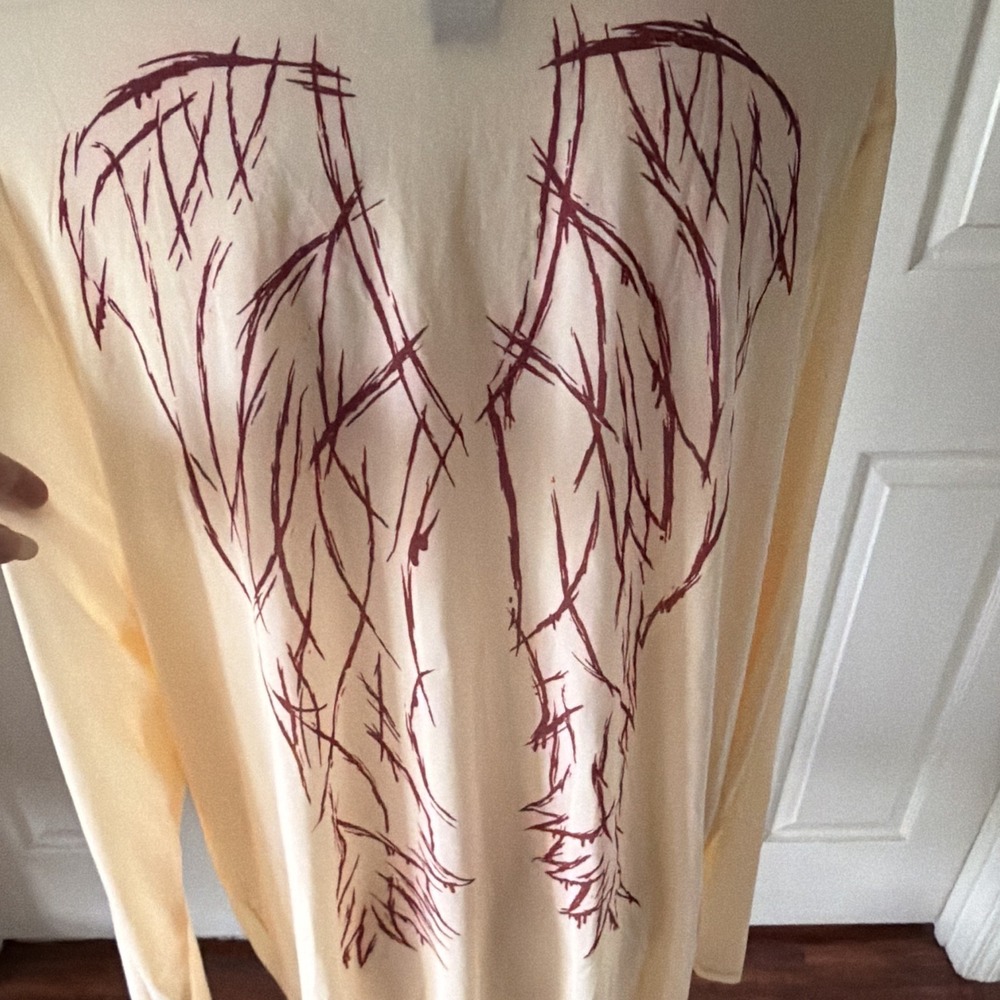 Torrid Orphan Black Helena Wings Cream Mesh Top 4X 26 Sheer Goth Long Sleeve